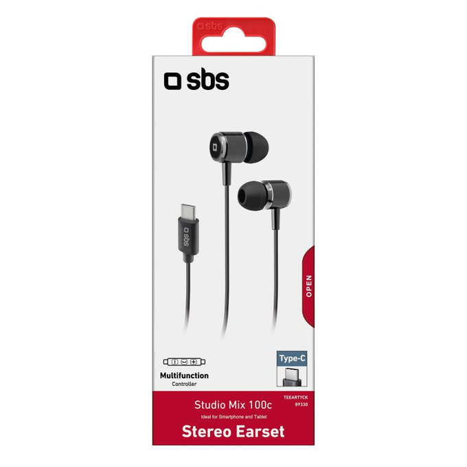 SBS - Fejhallgató Studio Mix 100C mikrofonnal, USB-C, fekete