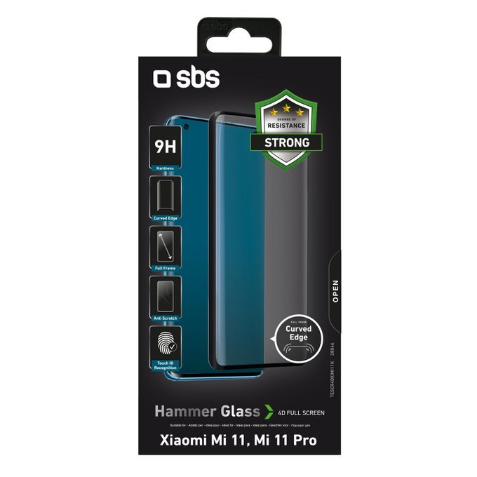 SBS - Edzett Üveg 4D Full Glass - Xiaomi Mi 11, Mi 11 Pro, fekete