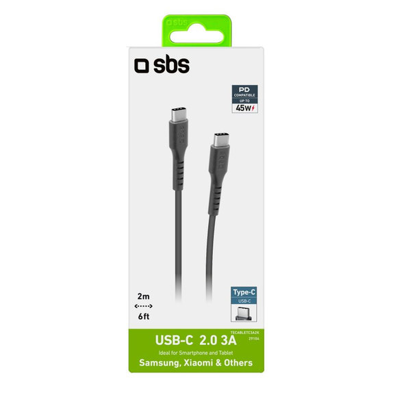 SBS - USB-C / USB-C Kábel (2m), fekete