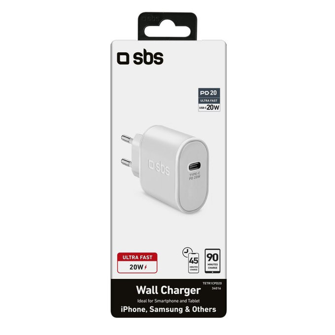 SBS - 20W Töltőadapter USB-C, fehér