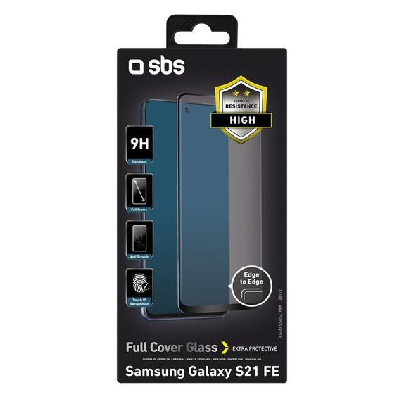 SBS - Edzett Üveg Full Cover - Samsung Galaxy S21 FE, fekete