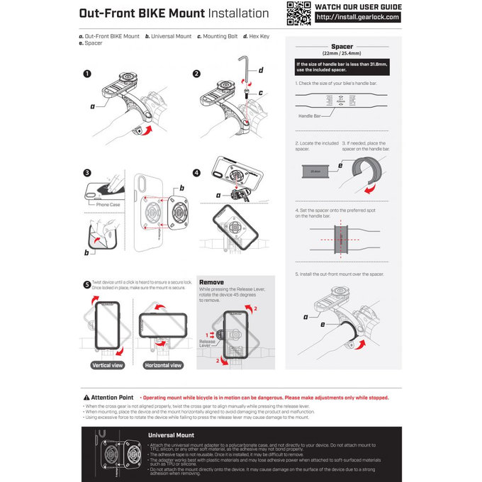 Spigen - Tartó Kerékpárhoz, Robogóhoz Gearlock MF100, fekete