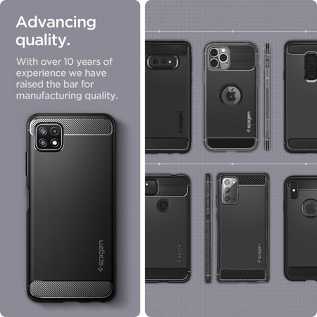 Spigen - Robusztus páncéltok Samsung Galaxy A22 5G készülékhez, fekete