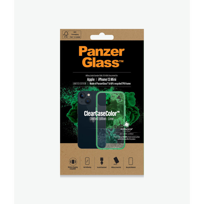 PanzerGlass - Tok ClearCaseColor AB - iPhone 13 mini, lime