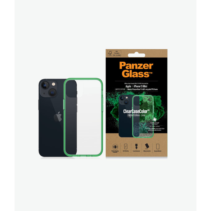 PanzerGlass - Tok ClearCaseColor AB - iPhone 13 mini, lime
