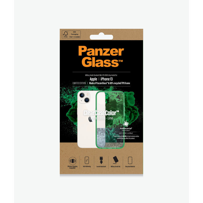 PanzerGlass - Tok ClearCaseColor AB - iPhone 13, lime