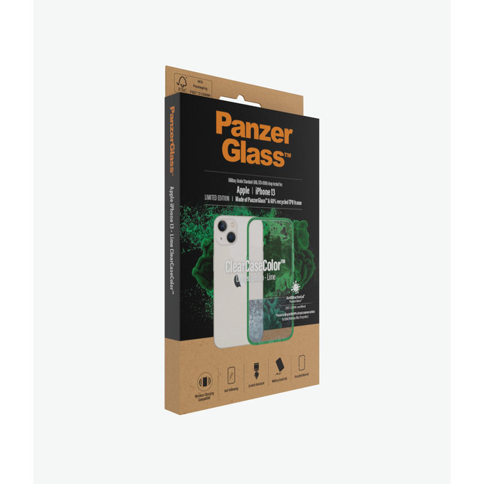 PanzerGlass - Tok ClearCaseColor AB - iPhone 13, lime
