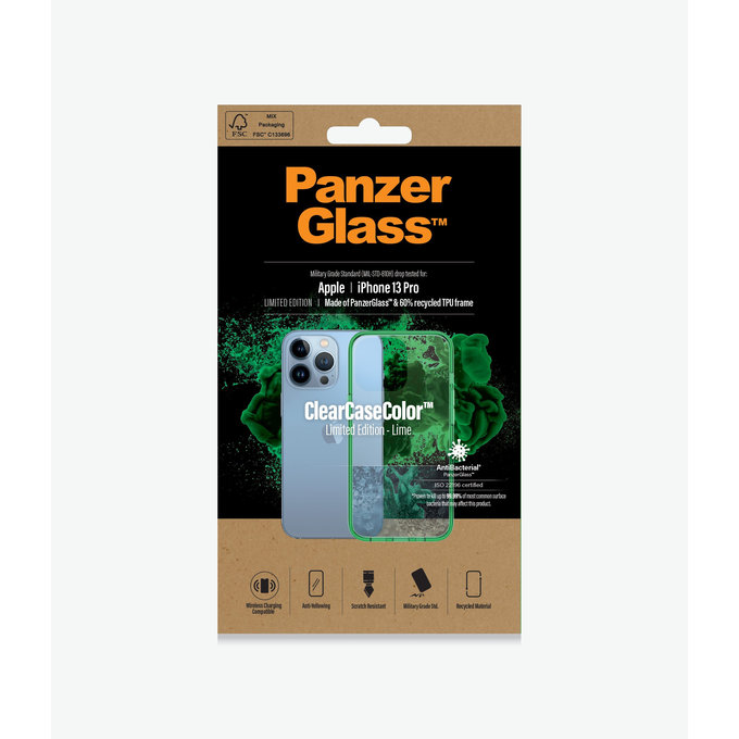 PanzerGlass - Tok ClearCaseColor AB - iPhone 13 Pro, lime