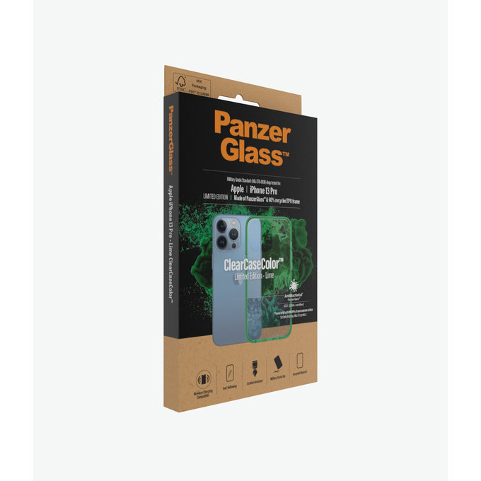 PanzerGlass - Tok ClearCaseColor AB - iPhone 13 Pro, lime