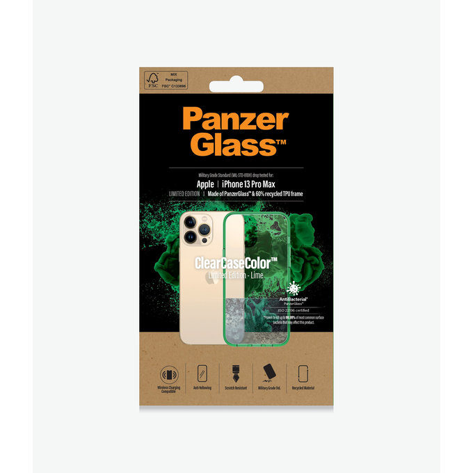 PanzerGlass - Tok ClearCaseColor AB - iPhone 13 Pro Max, lime