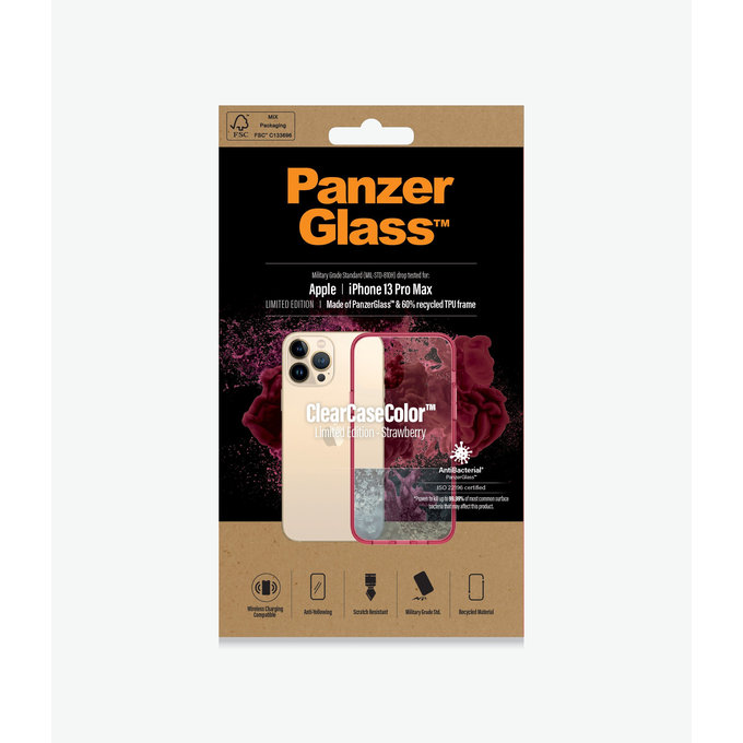 PanzerGlass - Tok ClearCaseColor AB - iPhone 13 Pro Max, strawberry