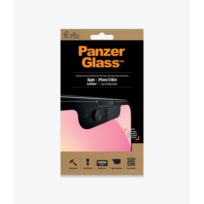 PanzerGlass - Edzett Üveg Case Friendly CamSlider AB - iPhone 13 mini, fekete