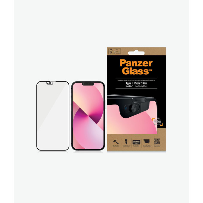 PanzerGlass - Edzett Üveg Case Friendly CamSlider AB - iPhone 13 mini, fekete