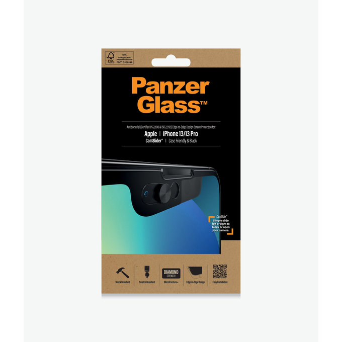 PanzerGlass - Edzett Üveg Case Friendly CamSlider AB - iPhone 13, 13 Pro és 14, fekete