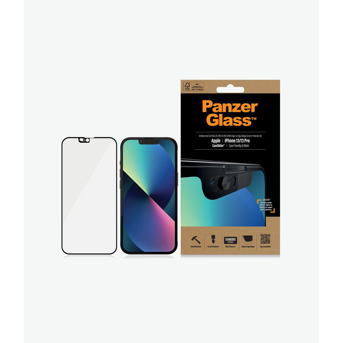 PanzerGlass - Edzett Üveg Case Friendly CamSlider AB - iPhone 13, 13 Pro és 14, fekete