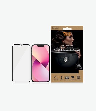 PanzerGlass - Edzett Üveg Case Friendly CamSlider Swarovski AB - iPhone 13 mini, black