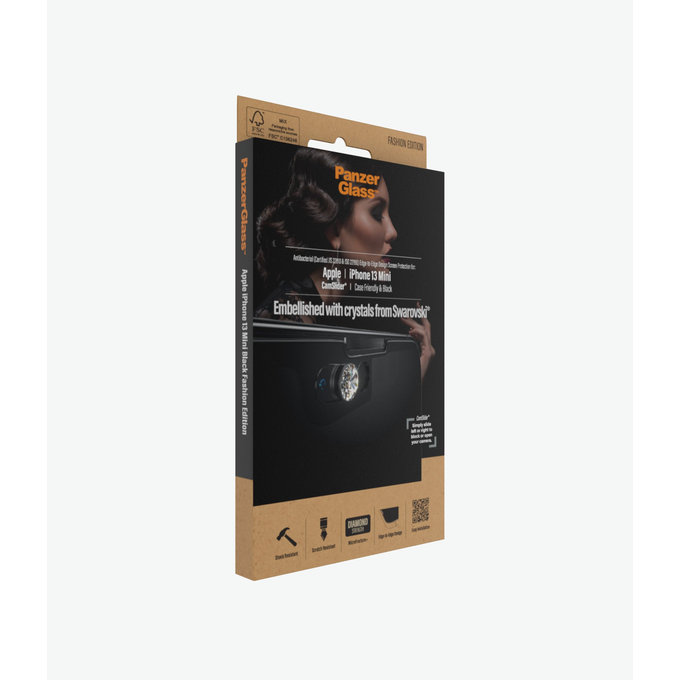 PanzerGlass - Edzett Üveg Case Friendly CamSlider Swarovski AB - iPhone 13 mini, black