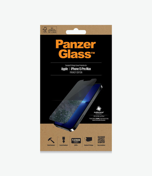 PanzerGlass - Edzett Üveg Standard Fit Privacy AB - iPhone 13 Pro Max és 14 Plus, átlátszó