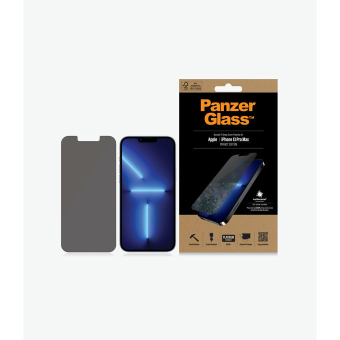 PanzerGlass - Edzett Üveg Standard Fit Privacy AB - iPhone 13 Pro Max és 14 Plus, átlátszó