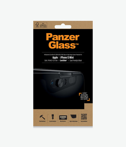 PanzerGlass - Edzett Üveg Case Friendly Privacy CamSlider AB - iPhone 13 mini, fekete