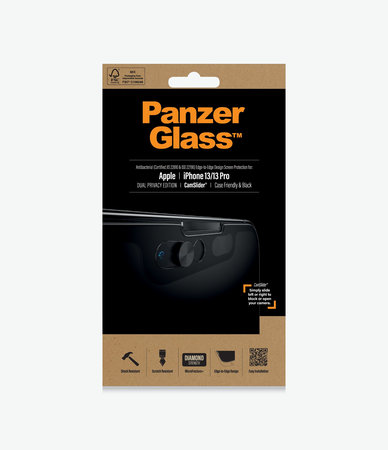 PanzerGlass - Edzett Üveg Case Friendly Privacy CamSlider AB - iPhone 13, 13 Pro és 14, fekete