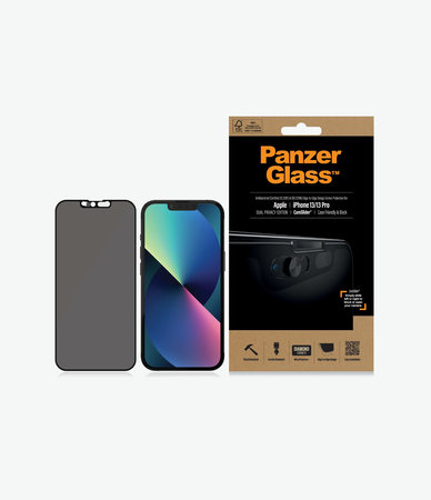 PanzerGlass - Edzett Üveg Case Friendly Privacy CamSlider AB - iPhone 13, 13 Pro és 14, fekete