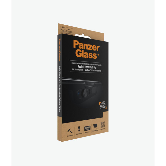 PanzerGlass - Edzett Üveg Case Friendly Privacy CamSlider AB - iPhone 13, 13 Pro és 14, fekete