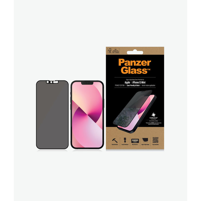 PanzerGlass - Edzett Üveg Case Friendly Privacy AB - iPhone 13 mini, fekete