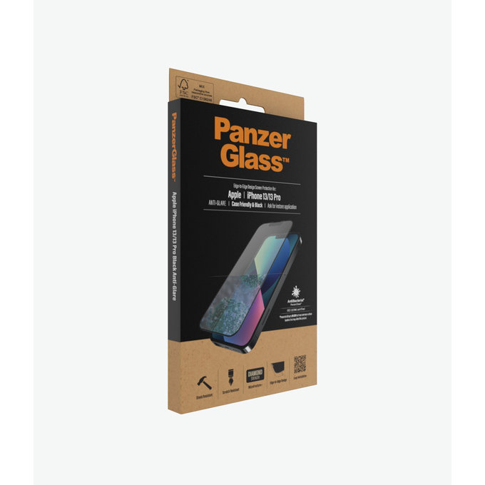 PanzerGlass - Edzett Üveg Case Friendly Anti-Glare AB - iPhone 13, 13 Pro és 14, black