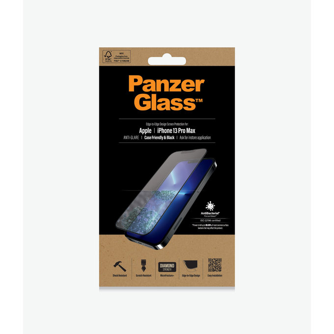PanzerGlass - Edzett Üveg Case Friendly Anti-Glare AB - iPhone 13 Pro Max és 14 Plus, fekete