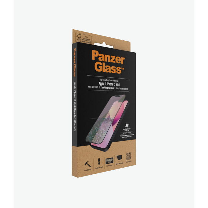 PanzerGlass - Edzett Üveg Case Friendly Anti-Bluelight AB - iPhone 13 mini, fekete