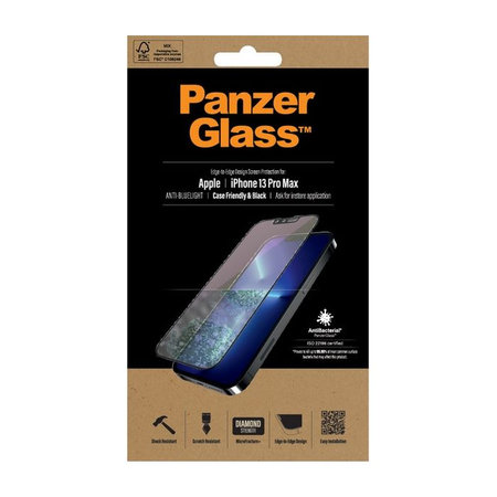 PanzerGlass - Edzett Üveg Case Friendly Anti-Bluelight AB - iPhone 13 Pro Max és 14 Plus, fekete