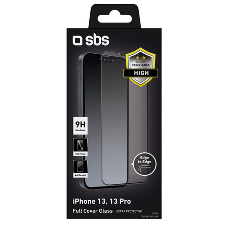 SBS - Edzett Üveg Full Cover - iPhone 13, 13 Pro, 14 és 16e, fekete