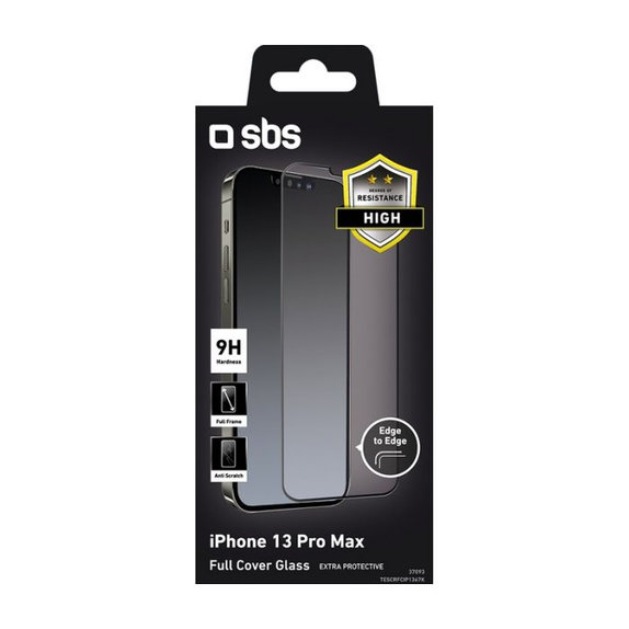 SBS - Edzett Üveg Full Cover - iPhone 13 Pro Max és 14 Plus, fekete