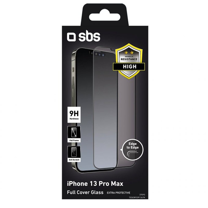 SBS - Edzett Üveg Full Cover - iPhone 13 Pro Max és 14 Plus, fekete