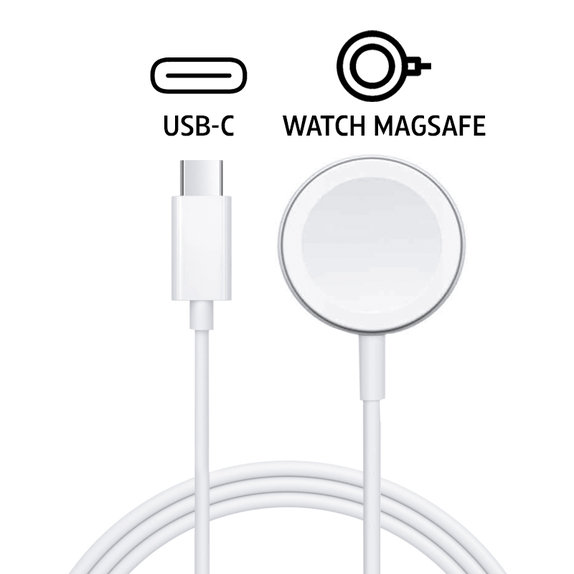 Mágneses Apple Watch gyorstöltő, USB-C, 1 m, aluminium, bulk