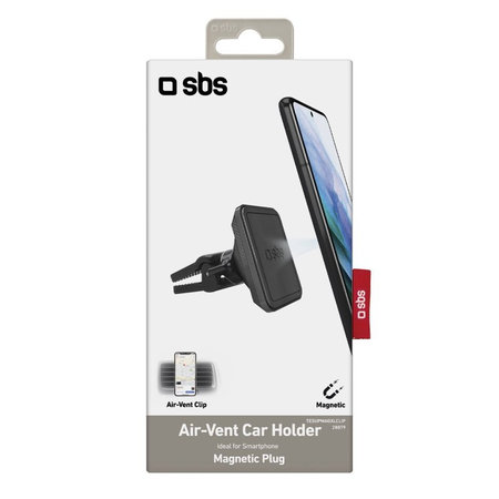 SBS - Szellőztető autós tartó, mágneses, téglalap alakú, fekete