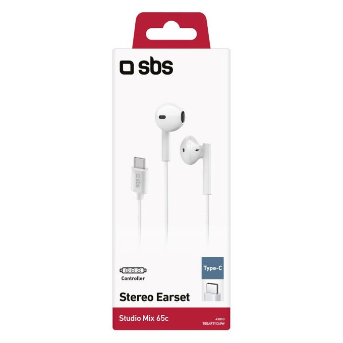 SBS - Fejhallgató Studio Mix 65c egy mikrofonnal, USB-C, fehér