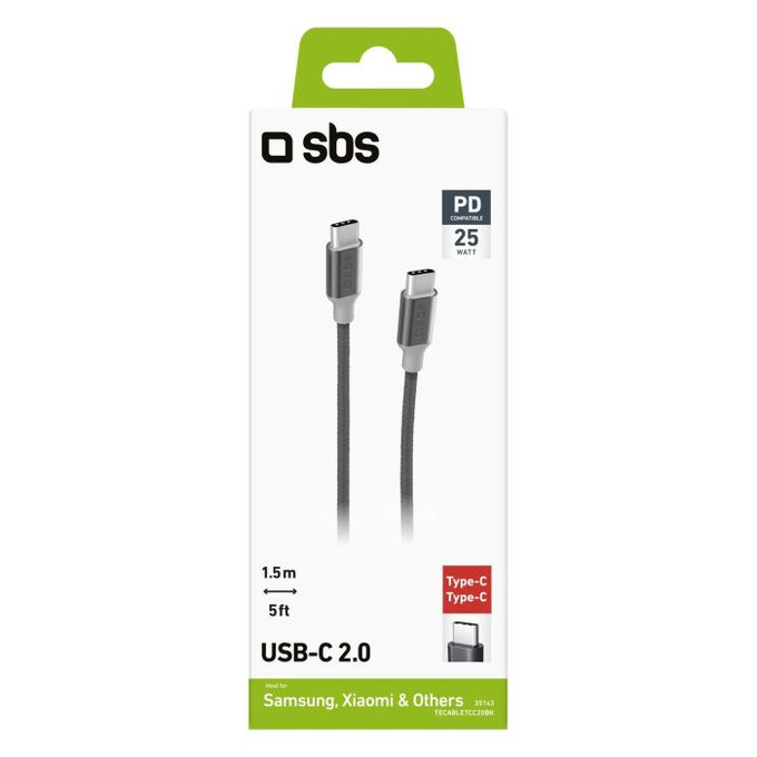 SBS - USB-C / USB-C PowerDelivery Kábel kijelzővel (1.5m), fekete
