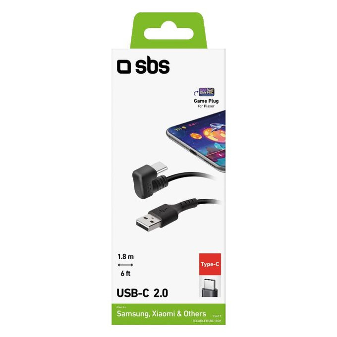 SBS - USB-C / USB Kábel (1.8m), fekete