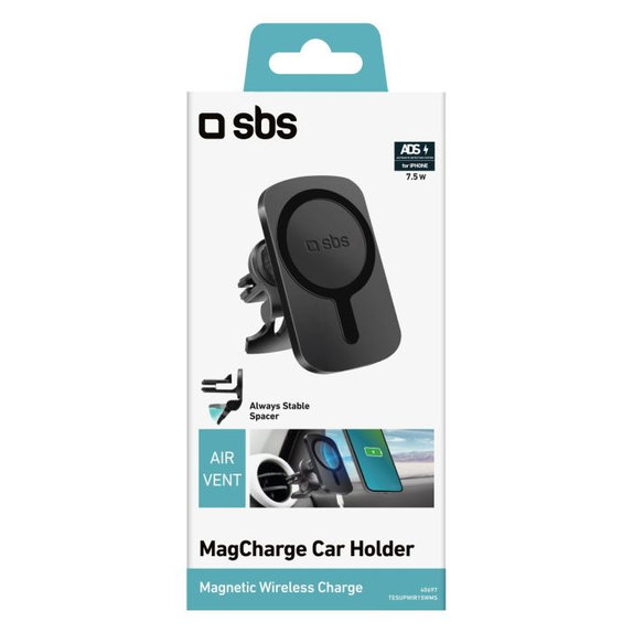SBS - MagCharge autós tartó és MagSafe töltéshez és szellőzőnyílásba, fekete