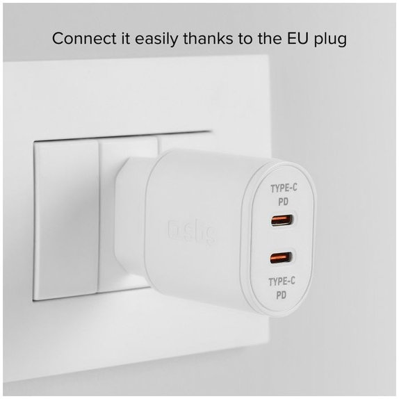 SBS - 20W Töltőadapter 2x USB-C Power Delivery, fehér