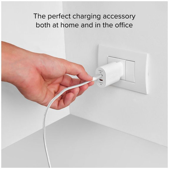 SBS - 20W Töltőadapter 2x USB-C Power Delivery, fehér