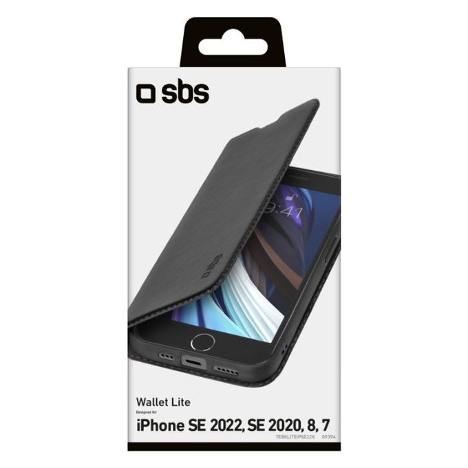 SBS - Tok Book Wallet Lite - iPhone 7, 8, SE 2020 és SE 2022, fekete