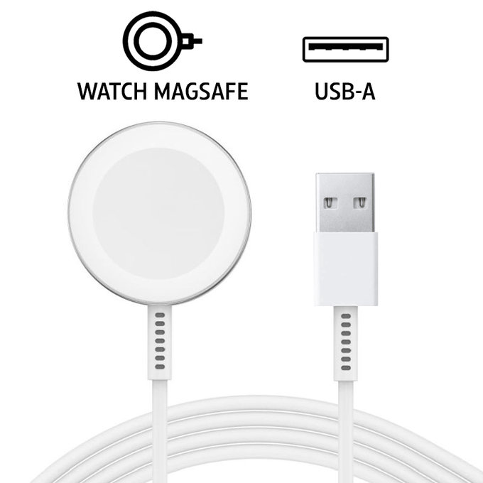 Mágneses Apple Watch töltőkábel, USB-A, 1 m, műanyag, bulk