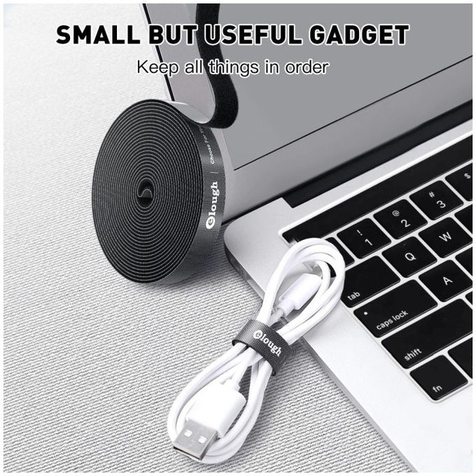 Elough - Kábelrendező - kábelszalag (5m), fekete