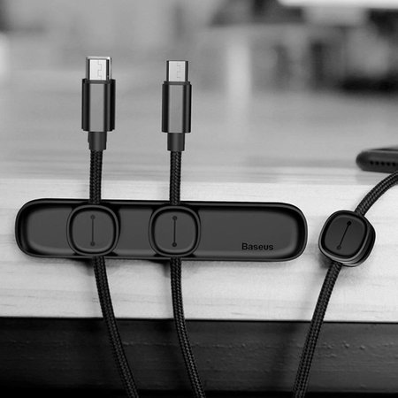 Baseus - Kábelrendező - Tartó 3 kábelhez, fekete