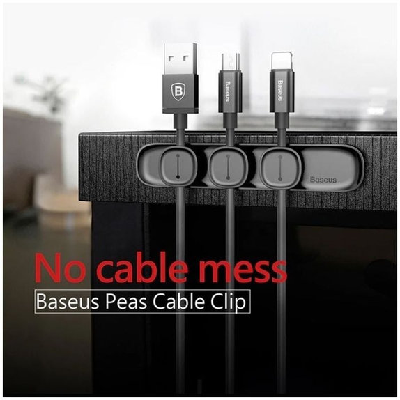 Baseus - Kábelrendező - Tartó 3 kábelhez, fekete