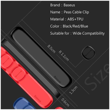Baseus - Kábelrendező - Tartó 3 kábelhez, fekete