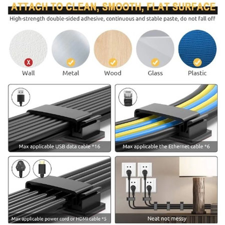 FixPremium - Kábelrendező - Klipsz - 5 darabos készlet, átlátszó